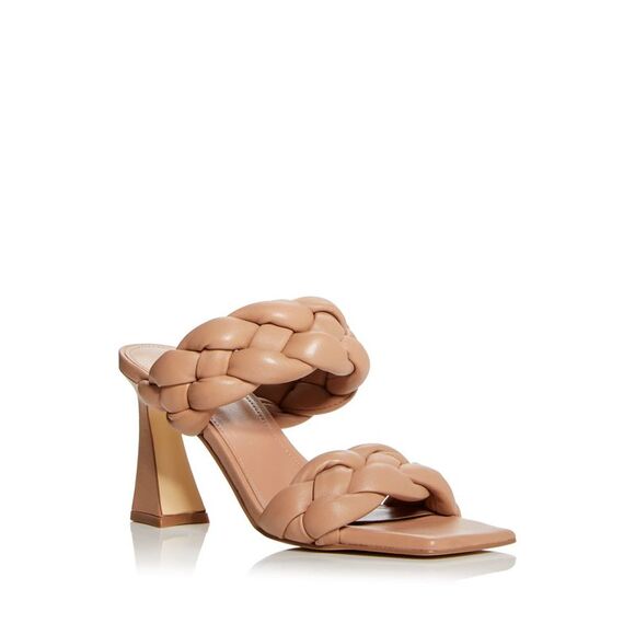 MARC FISHER Shoes - MARC FISHER Womens Beige Hammy Toe Flare Slip On Leather Heeled Sandal 6.5 M